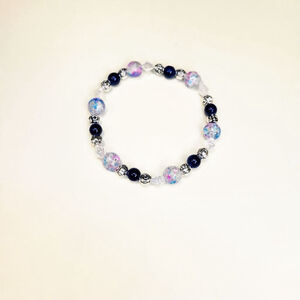 Cotton Candy 8mm Crackle Glass Beaded Bracelet 6.5-inch